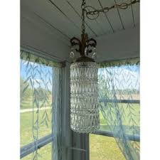 Vintage 60's Hollywood Regency Clear Glass Swag Lamp Light With Crystals - Etsy