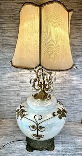 1972 Carl Falkenstein 3-Way White Opalecent Lamp Applied ...