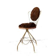 Chocolate Brown Velvet Vanity Chair, 1960s | Chairish