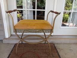 Vintage Hollywood Regency Style Vanity Stool Bench Gold ...