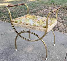 Metal Goldtone Vanity Stool 1970s Upholstery Shipping Not ...