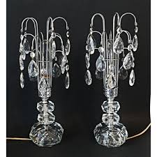 Pair of Vintage Hollywood Regency Crystal & Chrome Table ...