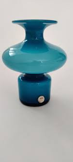 Rare Blue Glass Vase by Holmegaard Designer per Lütken ...