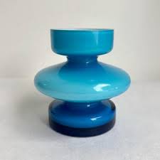 Vintage Vase Friedrich Glass, Turquoise Opaline Glass Vase ...