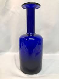 Holmegaard Cobalt Blue glass Gulvase 10" MCM | eBay