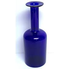 Graduating Cobalt Holmegaard Glass Bottle Vases, by Otto Brauer - a Pair | Chairish