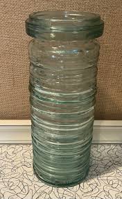 Vintage Anchor Hocking Style Ribbed Green Glass Tall Vase 10 ...