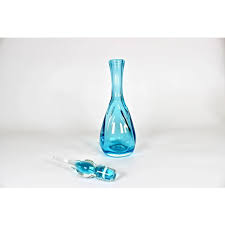 1960's Hand Blown Blue Glass Bischoff Decanter With Encased ...