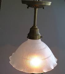 Ribbed Clear Holophane Style Shade Globe Ruffel Edge Light ...