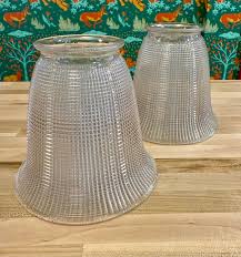 Vintage Holophane Textured Glass Small Bell Lamp Shade 2 ...