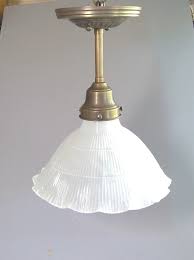 Ribbed Clear Holophane Style Shade Globe Ruffel Edge Light ...