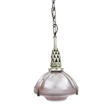 Art Deco Nickel Plated Bronze and Holophane Pendant Light by ...