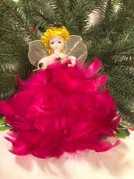 Vintage Christmas~ Angel Ornament ~ Hot Pink Feather Dress ...