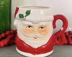 Vintage Christmas Santa Mug Pottery Taiwan - Etsy