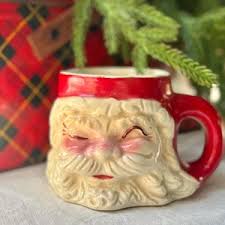 1950's Vintage Sleeping Santa Claus Face Mug Christmas Happy Smiling Fluffy Beard - Etsy