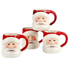 Certified International Santa's Secret 3-D Mugs, Set of 4 ...