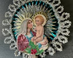 Handmade Victorian Christmas Ornament: Mary and Baby Jesus ...