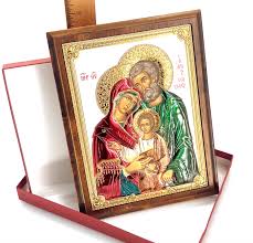 Holy Family Christian Silver Icon with Wooden Frame Mary ...