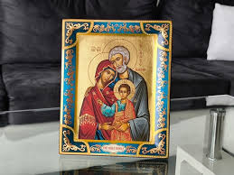 The Holy Family Icon Gold Leaf Wood Hand Made Religion ...