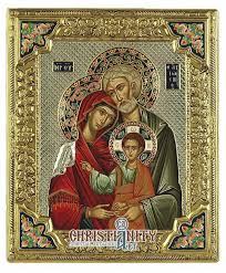 The Holy Family - Silver icon on wood, locally gold plated ...
