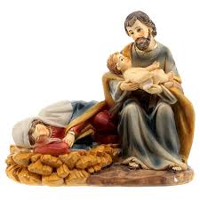 Holy Family statue Mary sleeping hand painted 10x15x10 cm ...