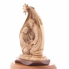 Holy Family and "Star of Bethlehem" Wooden Sculpture, 8.6 ...