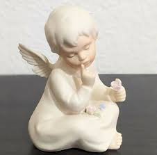 1991 Homco Home Interiors Angel Wings Child Flowers Bisque Ceramic Figurine | eBay