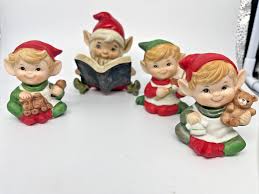 Homco Elf Figurines 5253 Christmas Toymaker Elves Bear Boat Train Set of 4 Vtg | eBay
