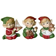 Similar Items to Three of Santas Elves Making Toys Figurines Homco