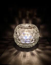 Vtg Homeco Clear Glass Globe Cubist Fairy Lamp Light Candle ...