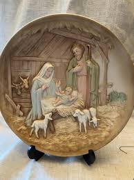 Homco ceramic Christmas nativity plate. 5102. relief 3D ...