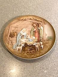 Vintage Christmas Nativity Plate HOMCO #5102 Raised Embossed ...