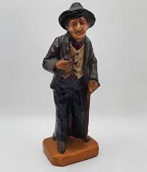 Vintage Handpainted Porcelain Ceramic Sad Old Man With Kane ...