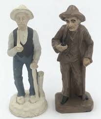 2 Old Men Figurines ~ Canes and Smoking Pipes ~ Vintage | eBay