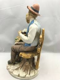 Napcoware PORCELLANE D'ARTE C8627 Old Man Woman Vegetable Basket Figurine Statue | eBay