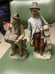 Vintage Homco Ceramic Old Man and Son Collection Set Farmer Grapes 12” | eBay