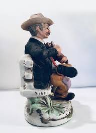 Vintage HOMCO? HOME INTERIORS? Porcelain Older Man on Bench Playing the Violin While His Dog Sits Faithfully by - Giftable - Etsy