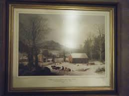 FRAMED farmyard in winter Christmas Card President Ford 1974 ...
