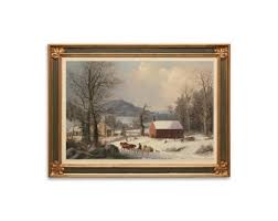 Red School House by George Henry Durrie Printable | Winter ...