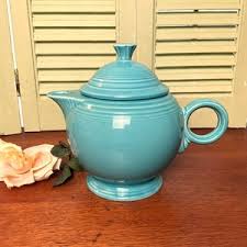 Vintage Homer Laughlin Fiestaware Large Teapot - Turquoise - Ca. 1937- 1946 - Original Fiestaware Turquoise Blue Teapot - Etsy