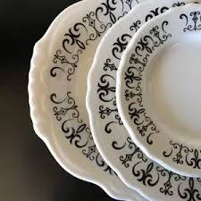 Homer Laughlin | Dining | Homer Laughlin Best China White Ironstone Old Gothic Black Scroll | Poshmark