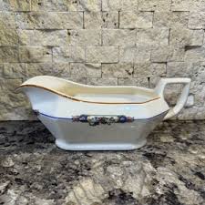 Homer Laughlin 1920s Gravy Sauce Boat Trimmed With Gold Bows Blue Line and Gold Lines Antique B5 - Etsy