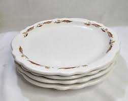 Vtg Set 4 Homer Laughlin Dinner Plates 9-1/4" Autumn Leaf ...