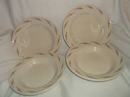 4 Homer Laughlin Restaurant Ware Tan Leaves on Beige Rimmed ...