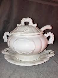 Vintage 4pc White Gravy Bowl w/Ladle, Cover, and Base Plate ...