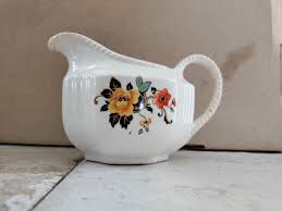 Vintage White Ceramic Creamer Floral Design | eBay