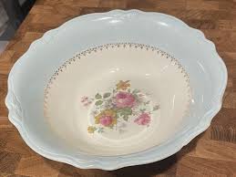 Vintage Homer Laughlin 9.5" Serving Bowl Virginia Rose Mint Green Gold Trim | eBay