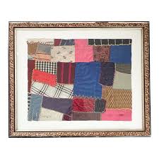 1900's Antique Crazy Quilt Piece Fragment Framed, Antique ...