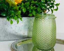 Light Green Vintage Honeycomb Hobnail Vase - Etsy