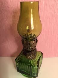 Vintage 4" Emerald Green Miniature Oil Lamp. For Sale at ...